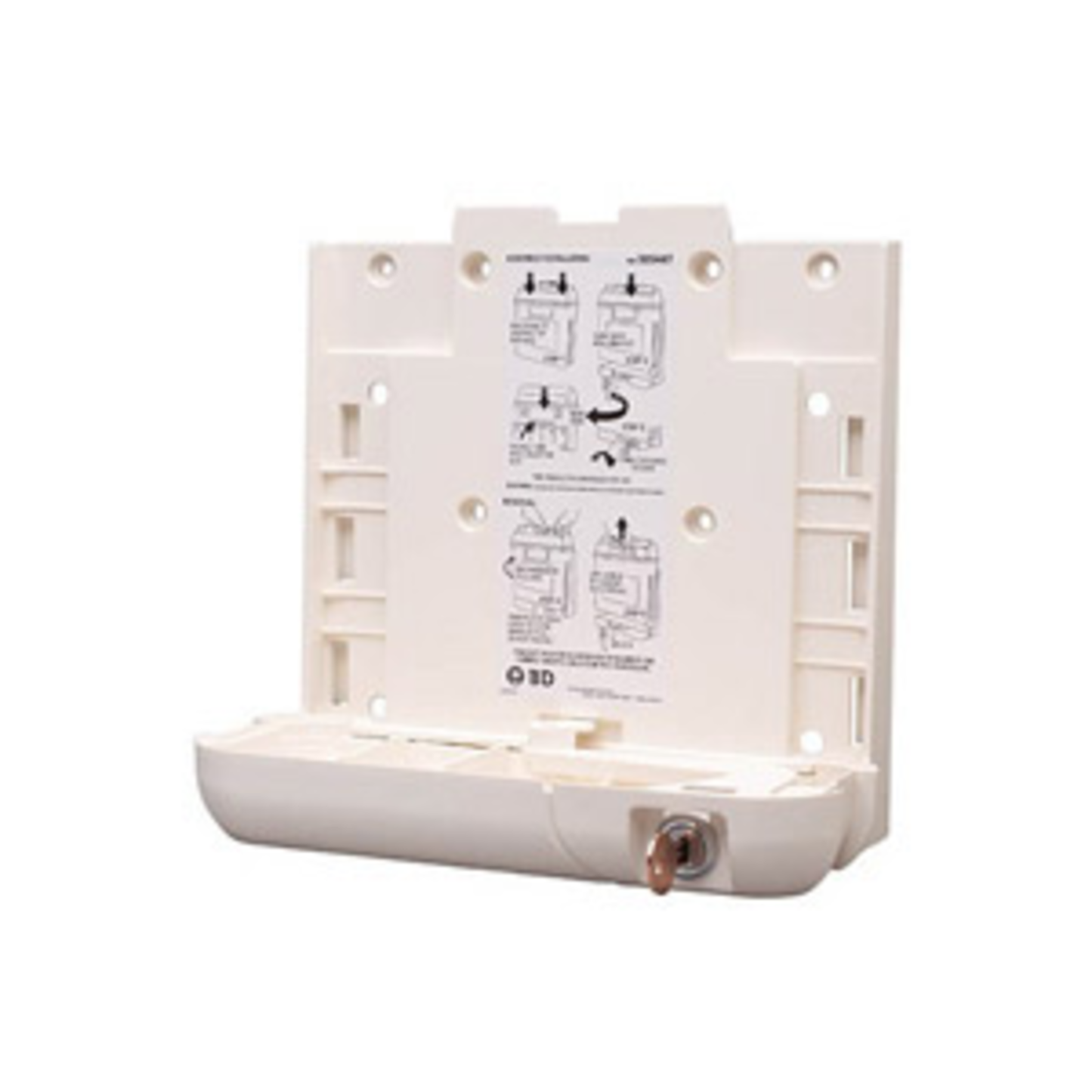 BD 305447 Sharps Container Locking Wall Bracket, 5.4 qt, patient room, light beige