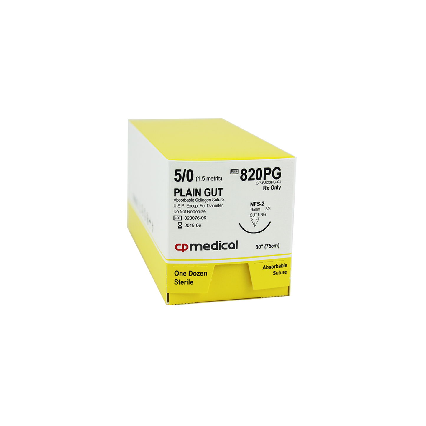 CP Medical 820PG Plain Gut , 5-0, Natural Absorbable Suture FS-2, 30"