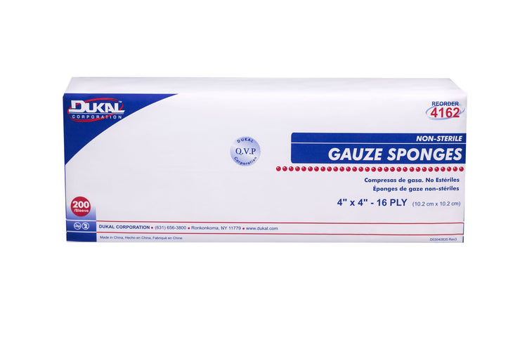 Dukal 4162 Woven Gauze Sponge, 4" x 4", Non-Sterile, 16-Ply, 200/Bg
