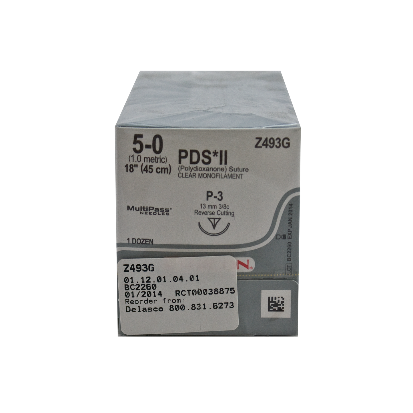Ethicon Z493G PDS II Suture, Undyed 18", 5-0, P-3 Needle