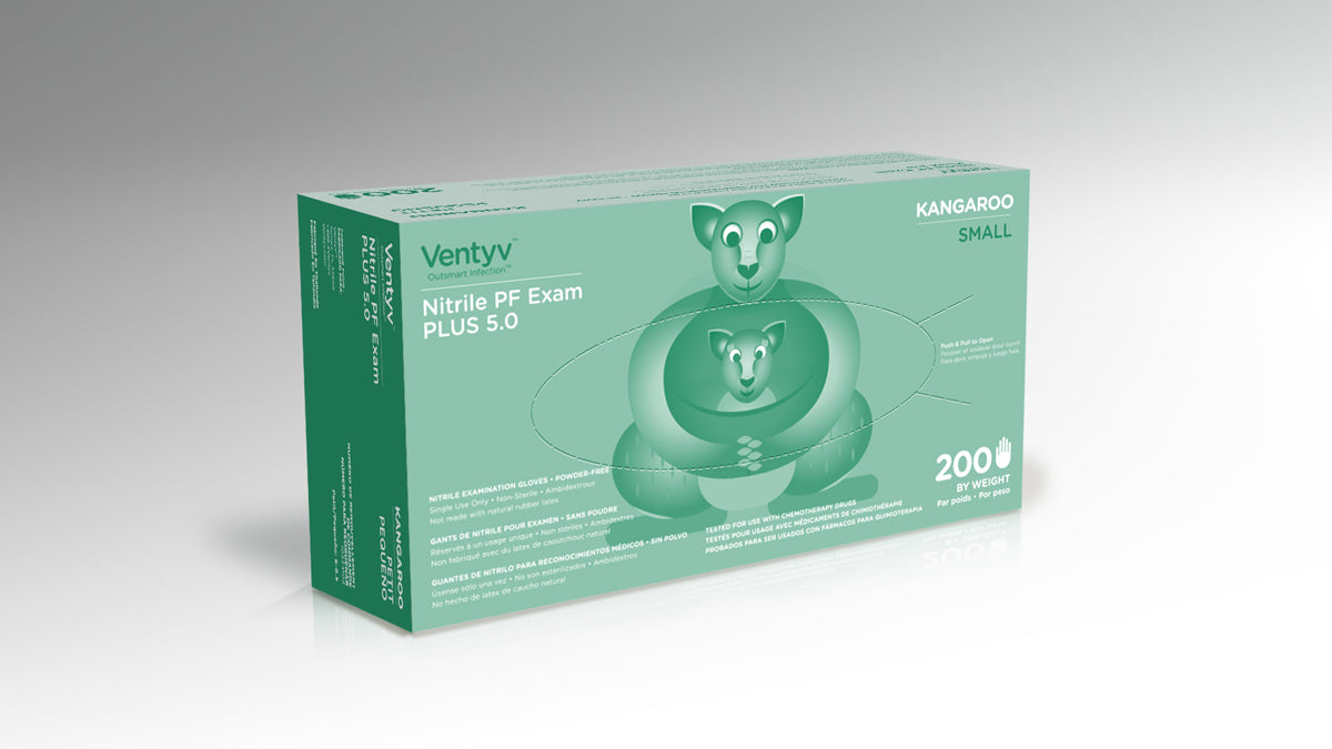 Ventyv 10334103 Blue Kangaroo Nitrile Gloves Box of 200, Small