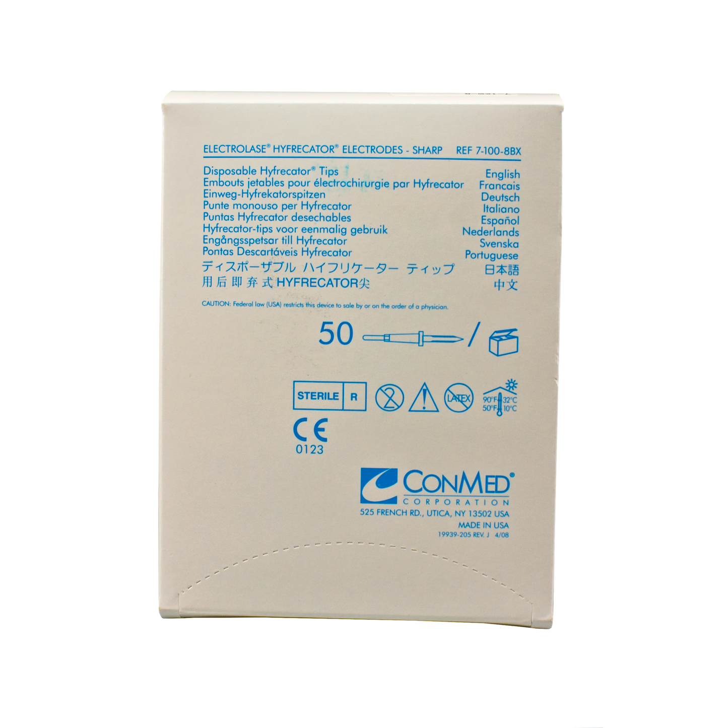 ConMed 7-100-8BX Electrolase Tips, Sharp, Sterile, Box of 50