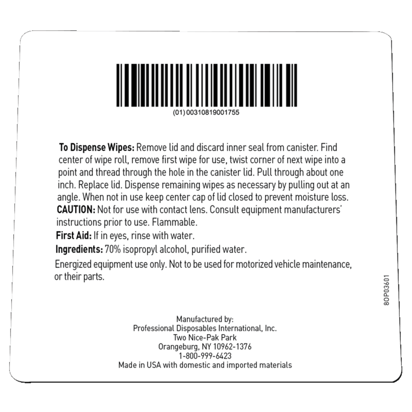 PDI P03672 Easy Screen Cleaning Wipe, 70 Wipes per Canister