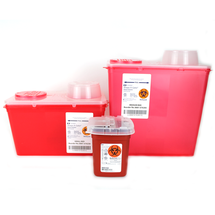 Covidien 8881-676285 Vertical Entry Sharps Container, 2 Gallon (8 Quart), 10" H x 11.5" W x 6.5" D
