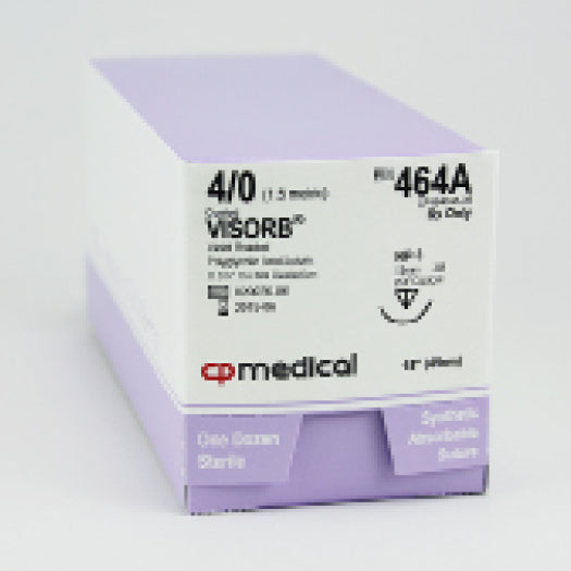 CP Medical 464A Braided, Polyglycolic Acid, 4-0, Absorbable Suture, Violet, 18"