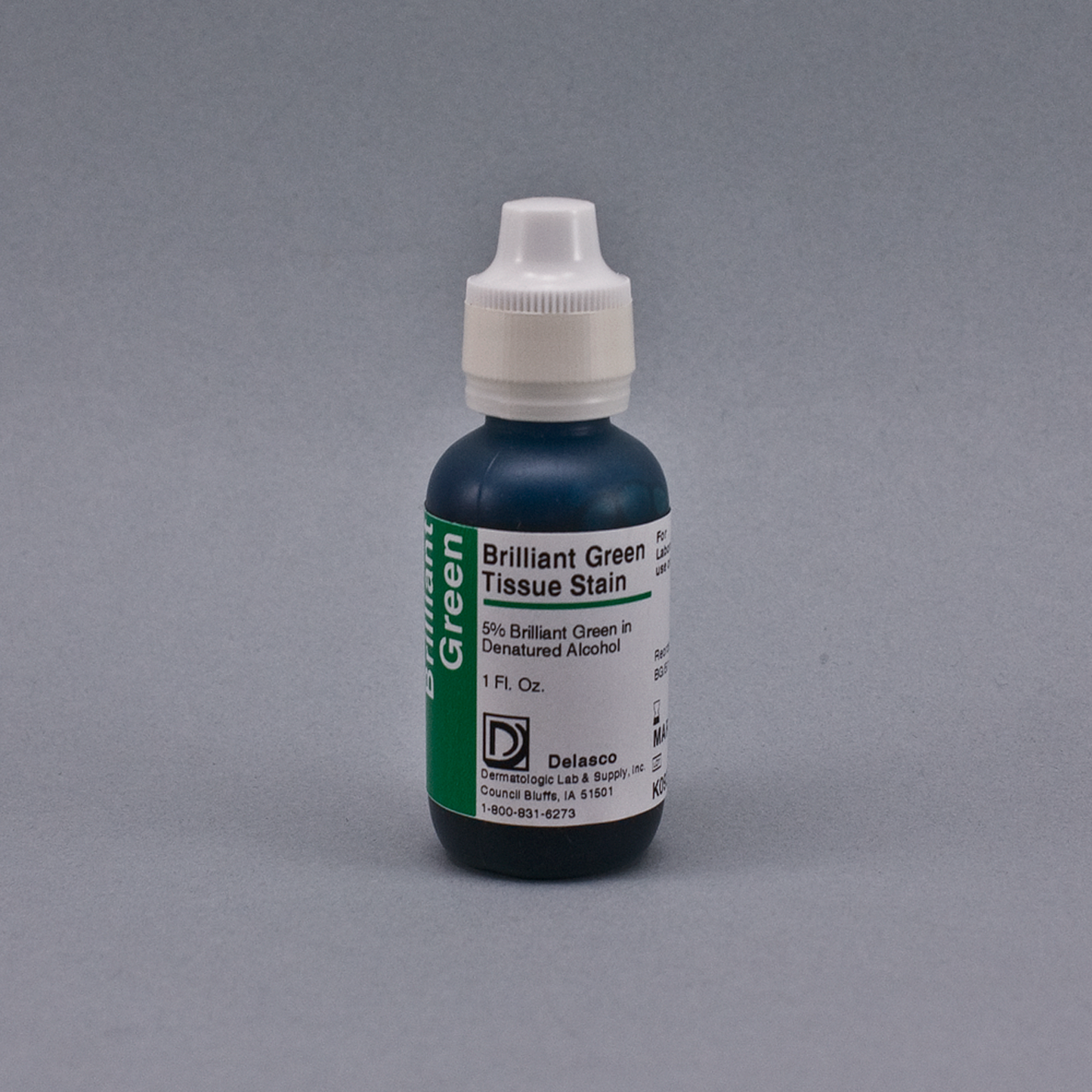 Delasco BG/5/1 Brilliant Green 5% in 95% Denatured Ethyl Alcohol, 1 oz