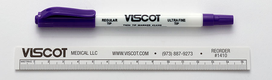 Viscot 1425SR-10 Twin Tip Surgical Marker sterile with ruler