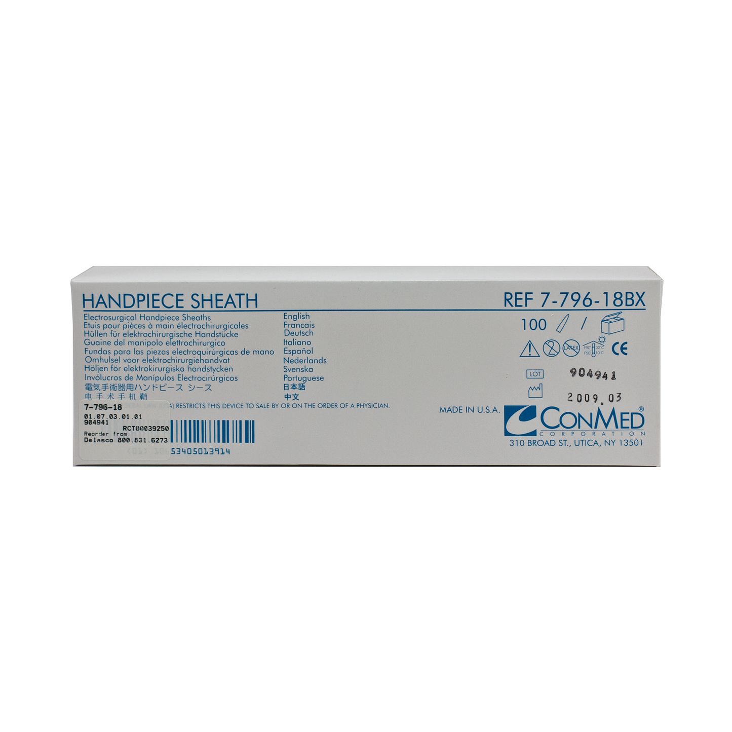 ConMed 7-796-18BX Hyfrecator Protective Sheaths, Non-Sterile, Box of 100