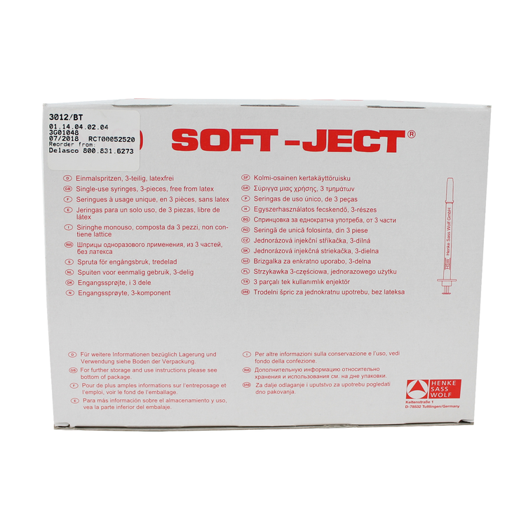 HSW 8300019875 Soft-Ject 1 ml 30 G x 1/2 in. Syringe with Needle