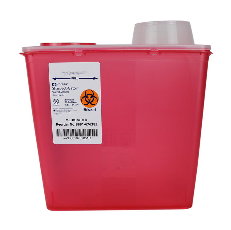 Covidien 8881-676285 Vertical Entry Sharps Container, 2 Gallon (8 Quart), 10" H x 11.5" W x 6.5" D