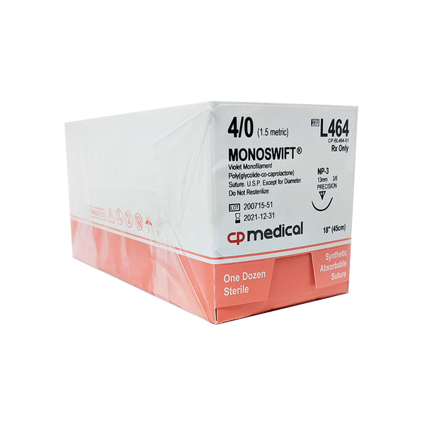 CP Medical L464 Monoswift, 4-0, Absorbable Suture, NP-3, Violet, 18"