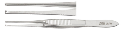 Miltex 18-786 Iris Forceps 4 in Straight 0.8 mm 1x2 Teeth