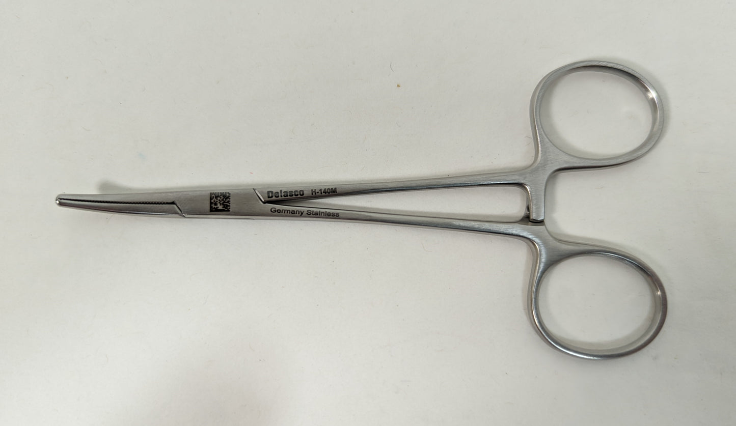 Delasco H-140M Dextra Halsted Mosquito Hemostat 5", Curved, Serrated
