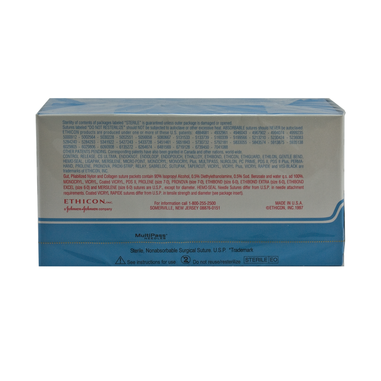 Ethicon 8698G Prolene Polypropylene Suture, Monofilament, 5-0, Non-Absorbable, P-3, Blue, 18"