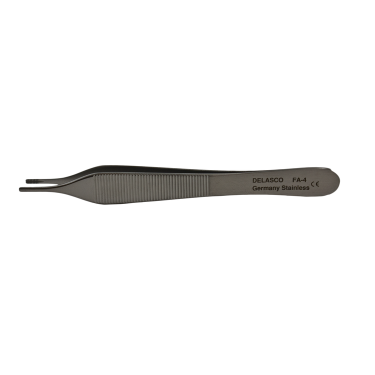 Delasco FA-4 Brown-Adsen Forceps 4.75 in Straight 2mm 7x7 Teeth