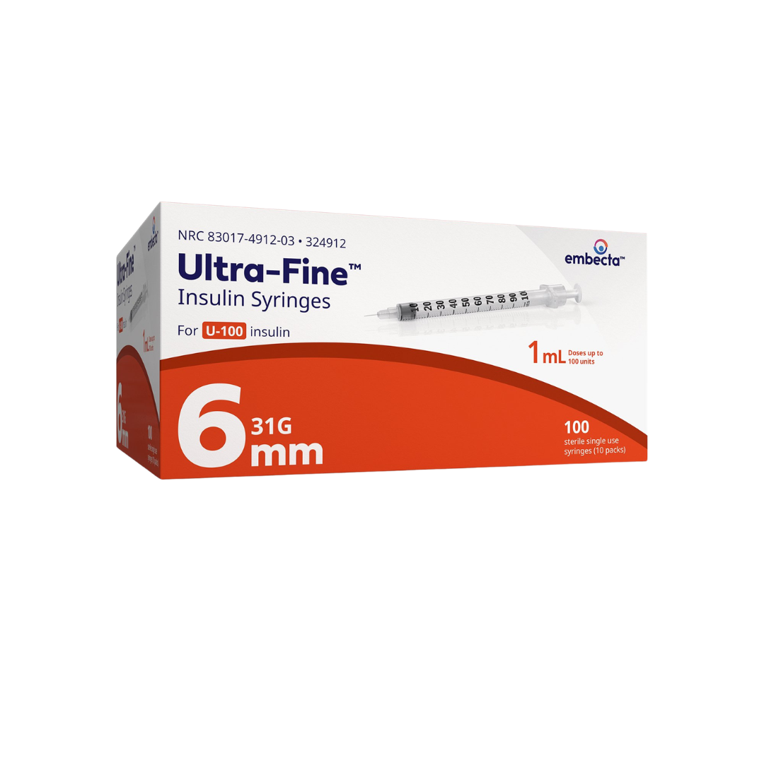 BD 324912 Ultra Fine 1 ml 31 G x 15/64 in. (6 mm) Insulin Syringe with Needle