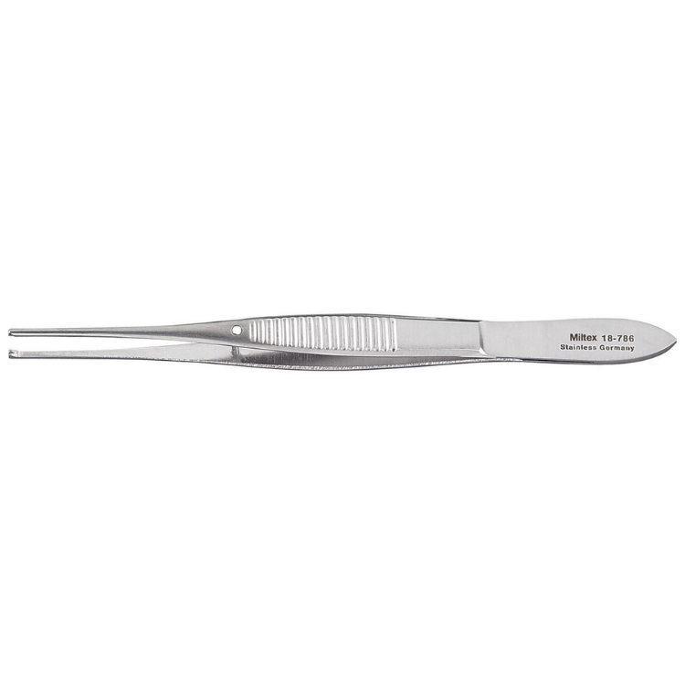 Miltex 18-786 Iris Forceps 4 in Straight 0.8 mm 1x2 Teeth