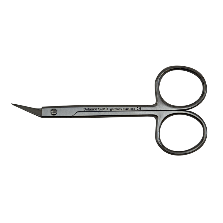Delasco S-019 O'Brien suture scissors, angled w/sharp points