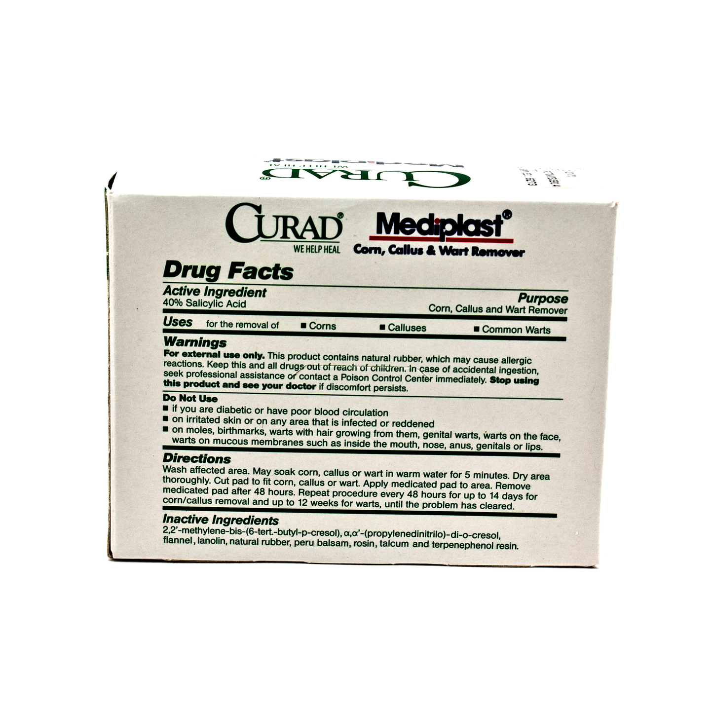 Curad 1496 Mediplast 40% Salicylic Acid Plaster, Corn, Callus and Wart Remover, 2 x 3 in, 25 Pads