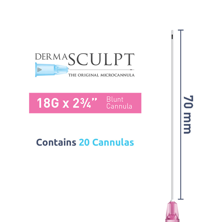 DermaSculpt 18G x 2¾" (70mm). Blunt Bevel Cannula