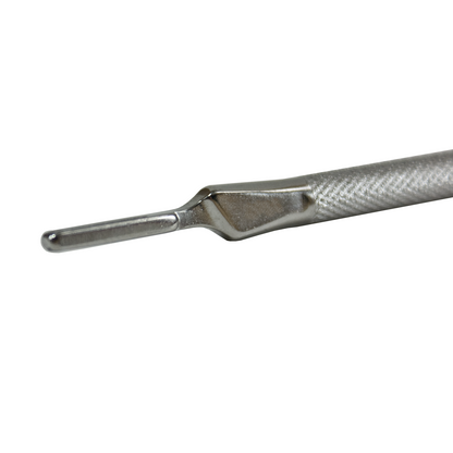 Siegel Knife Handle, 6" (155mm), round knurled, fits surgical blade #'s 10 thru 15C, by Miltex