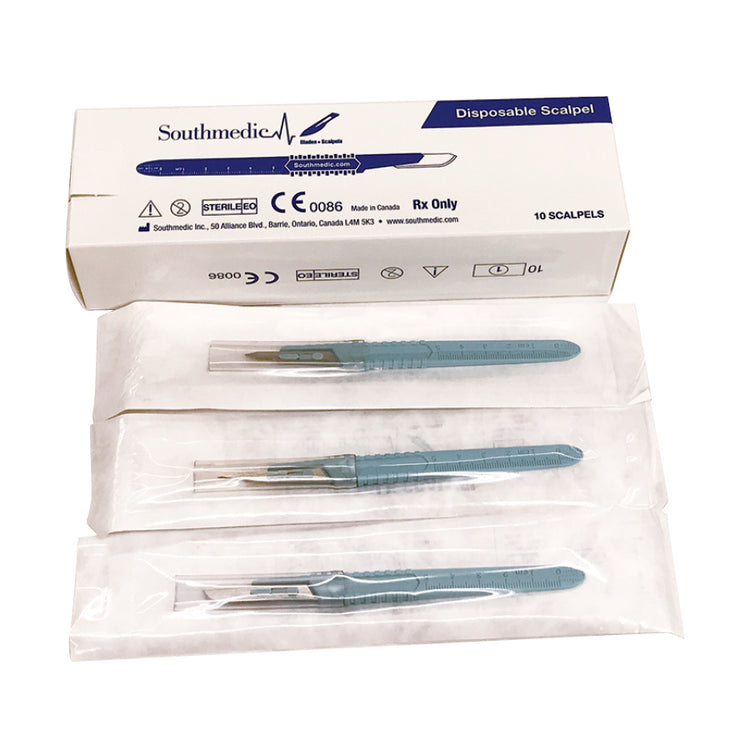 Scalpel Protector Southmedic Polymer Coated Disposable Scalpels, Box of 10 - Delasco