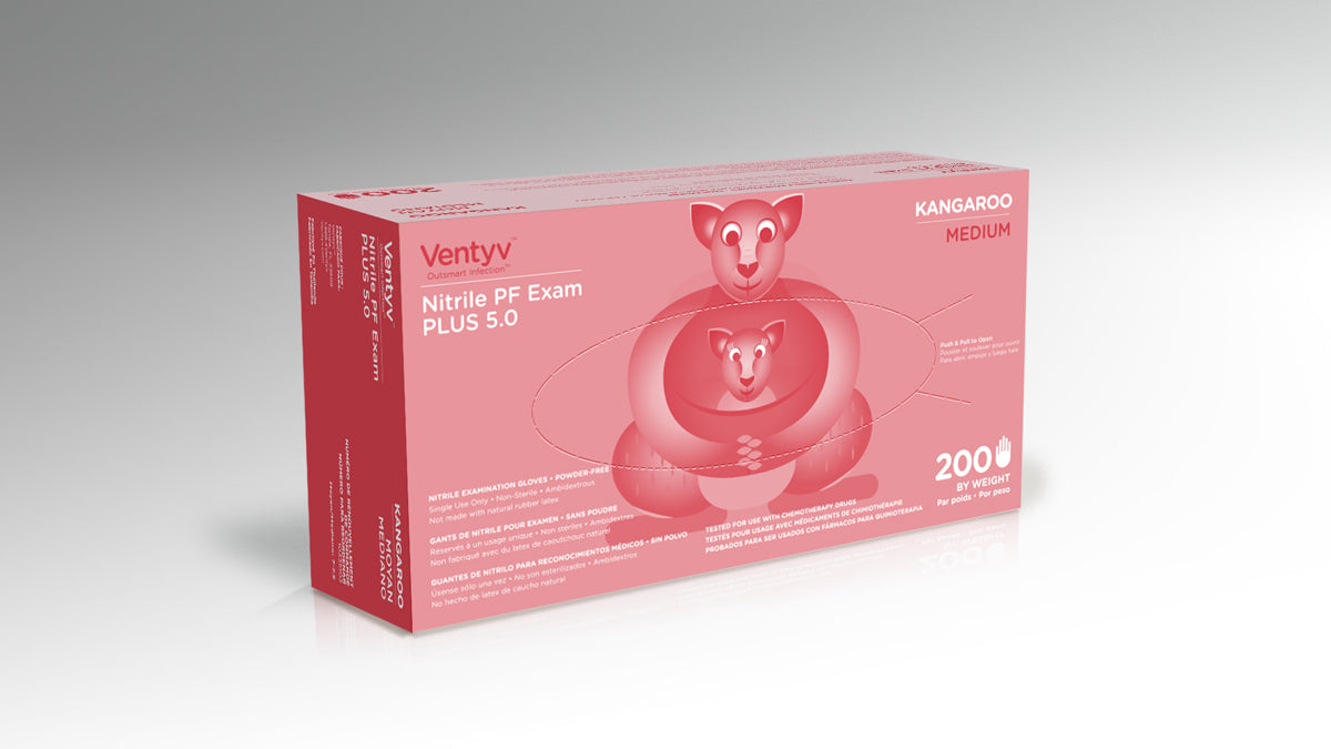 Ventyv 10335103 Blue Kangaroo Nitrile Gloves Box of 200, Medium