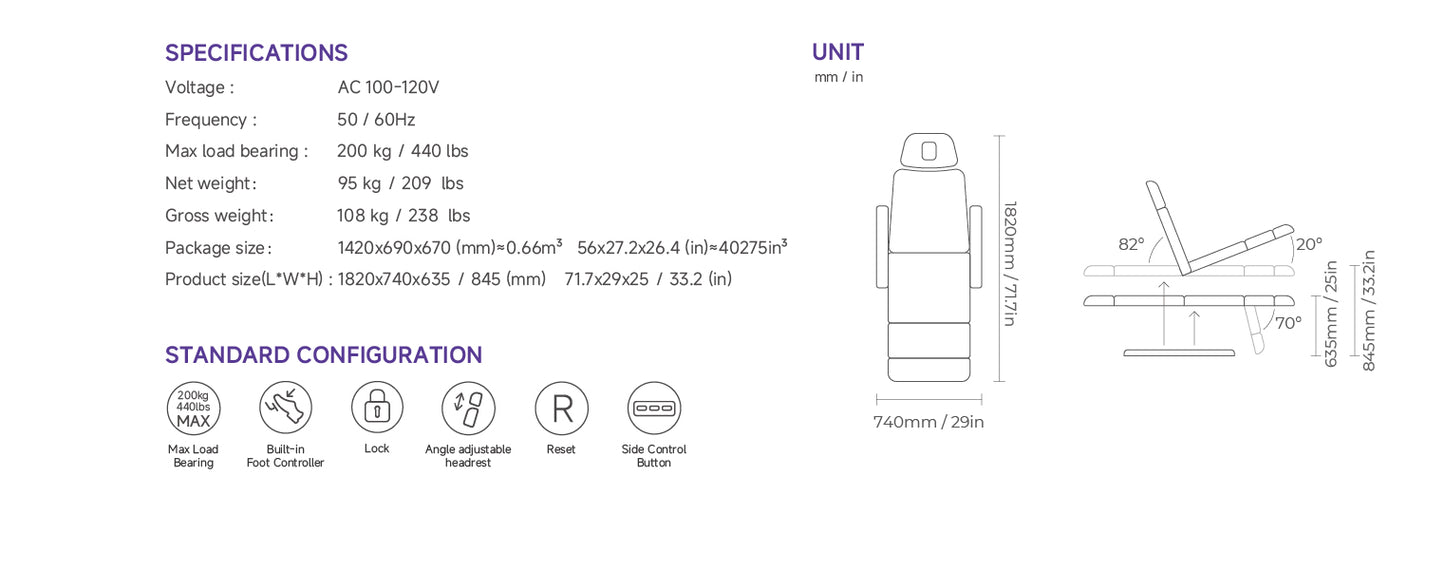 Silverfox Stationary Facial Bed