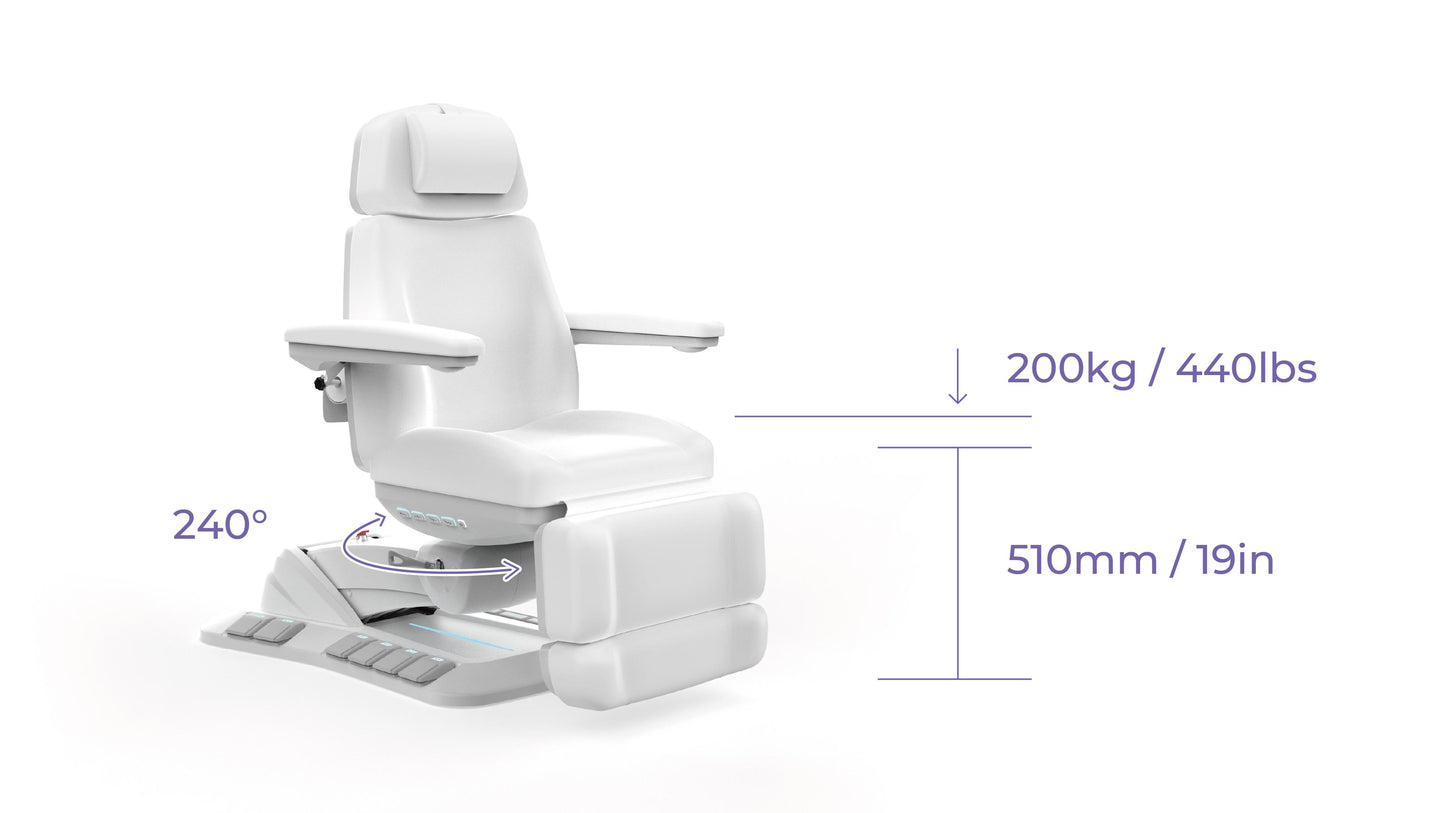 Silverfox Swivel Facial Bed with Handheld Remote and Foot Controls