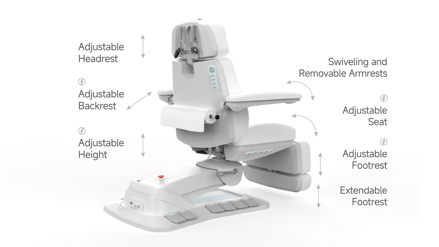 Silverfox Swivel Facial Bed with Handheld Remote and Foot Controls