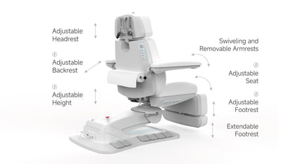 Silverfox Swivel Facial Bed with Handheld Remote and Foot Controls