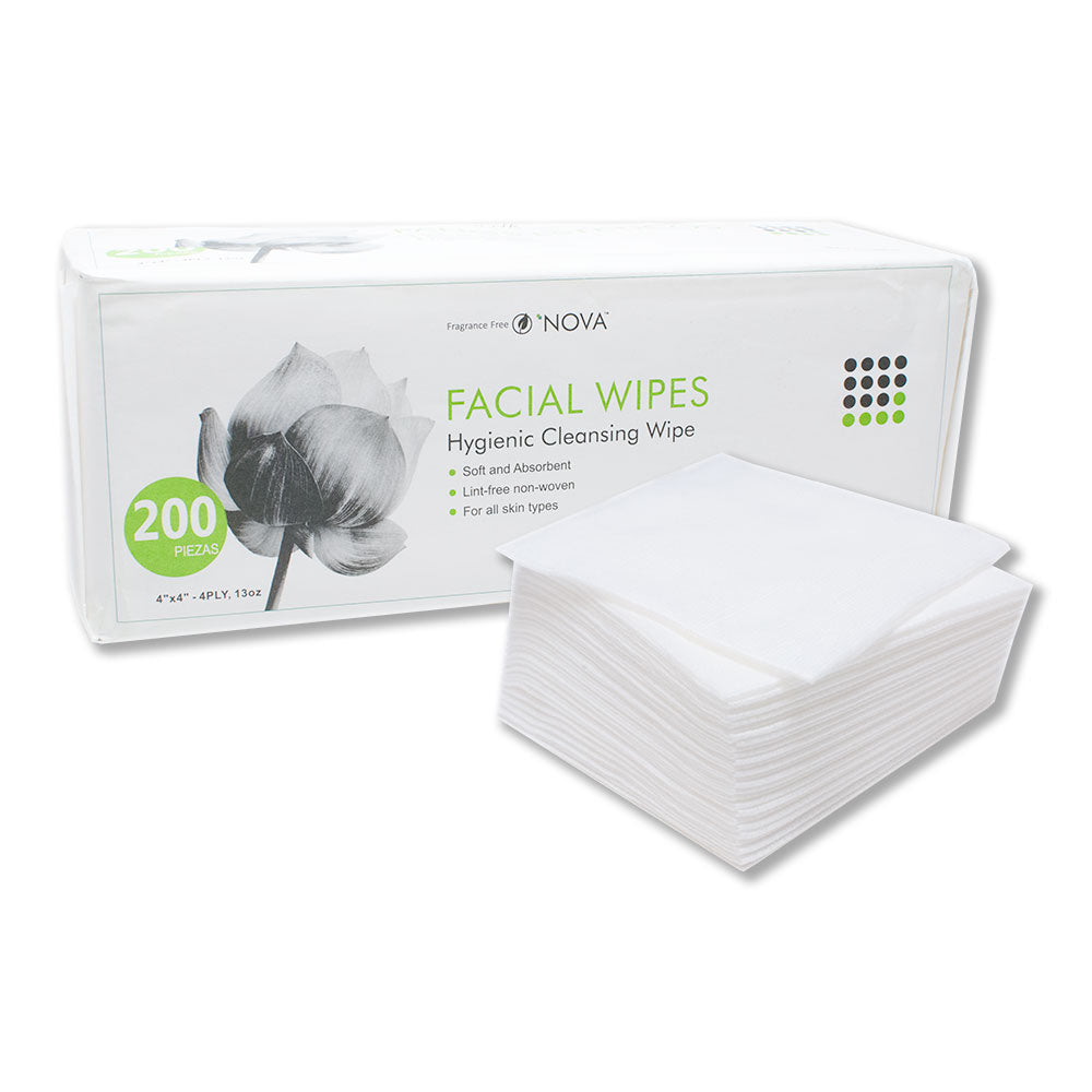 Nova Facial Wipes 4x4" 4Ply, Pack of 200 Delasco