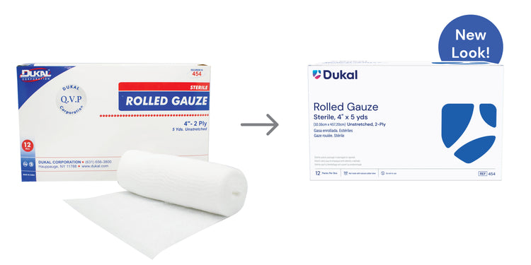 Dukal 454 Sterile Rolled Woven Gauze, 4in x 5yds, Sterile, 2-Ply, 1/pouch, 12/bg