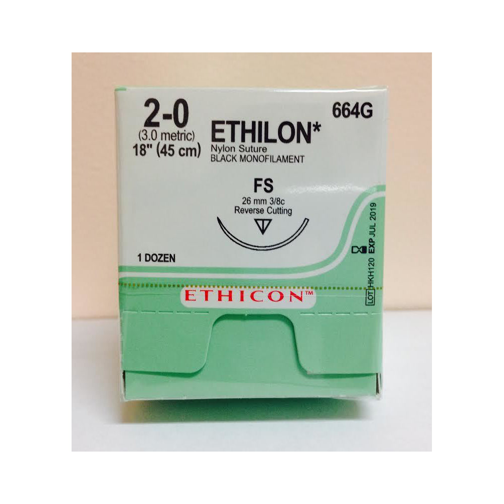 Ethicon 664G Ethilon Nylon Suture, Monofilament, 2-0 Non-Absorbable FS ...