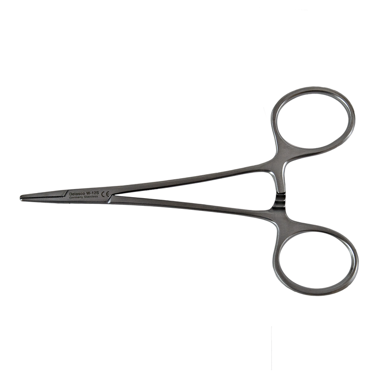 Delasco W-12S Webster Needle Holder 4.75" (12 cm) Extra Fine Serrations, Stainless Steel, Delicate