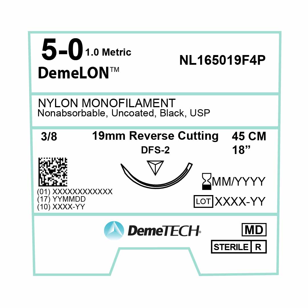 DemeTECH 18” Nylon Monofilament 5-0 Non-Absorbable DFS-2 Suture