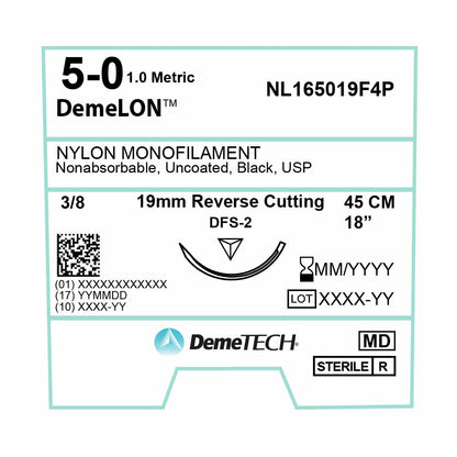 DemeTECH 18” Nylon Monofilament 5-0 Non-Absorbable DFS-2 Suture