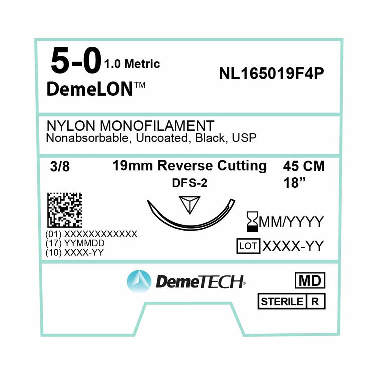 DemeTECH 18” Nylon Monofilament 5-0 Non-Absorbable DFS-2 Suture