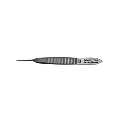Delasco GI-3 Iris-Graefe Forceps 2.75 in Straight 1mm Serrated
