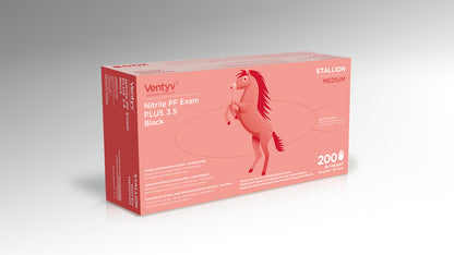 Ventyv 10320107 Black Stallion Nitrile Gloves Box of 100, Medium