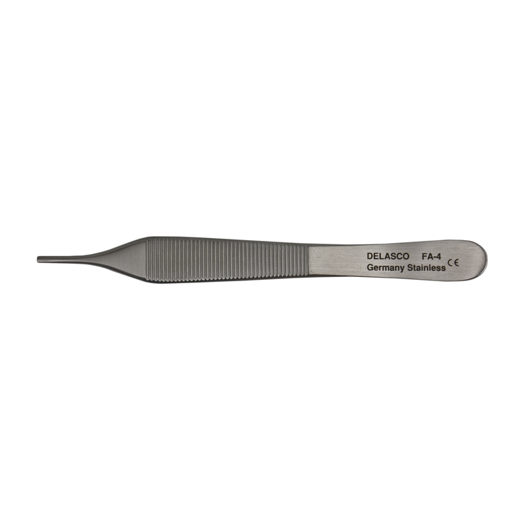 Delasco FA-4 Brown-Adsen Forceps 4.75 in Straight 2mm 7x7 Teeth