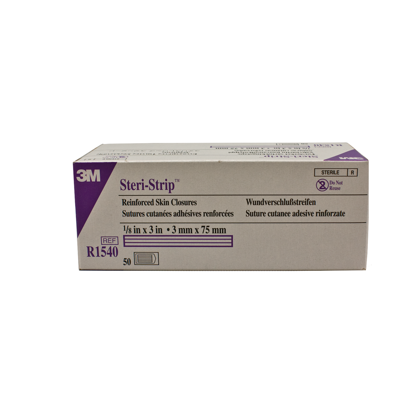 3M Steri-Strip Reinforced Adhesive Skin Closures, 1/8" x 3", 5 Strips/Envelope, 50 Envelopes/Box