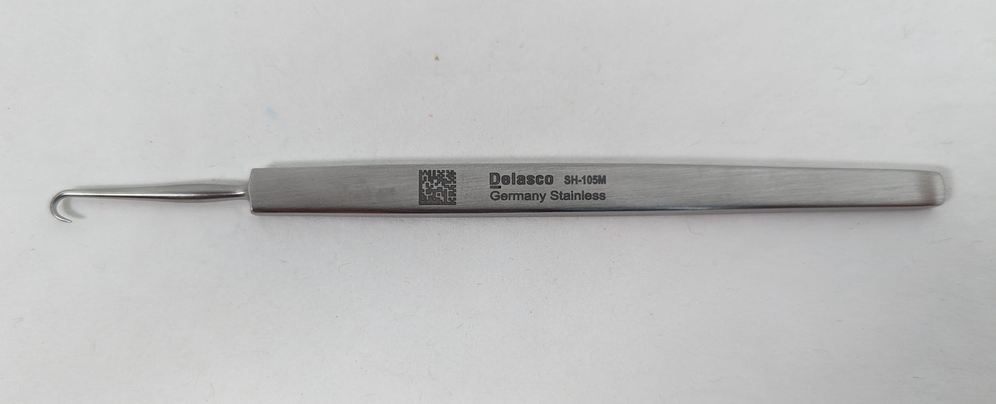 Delasco SH-105M Dextra O'Connor Skin Hook 4.75 in Straight Hook, 3mm Dia. Single, Sharp