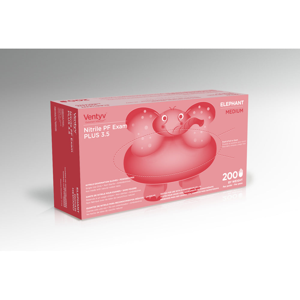 Ventyv 10335101 Violet Blue Elephant Nitrile Gloves Box of 200, Medium