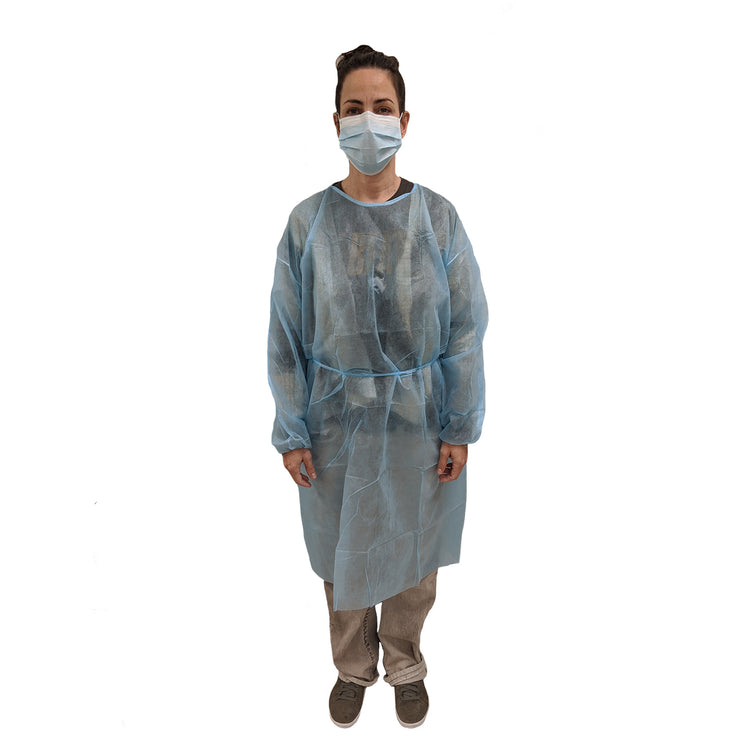 Dukal 301BL Fluid Resistant Isolation Gown, Blue, One Size
