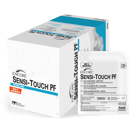 Ansell 7822PF Encore Sensi-Touch PF Sterile Surgical Gloves, Box of 50 Pair, Size 6