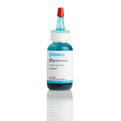 Delasco BG/5/1 Brilliant Green 5% in 95% Denatured Ethyl Alcohol, 1 oz