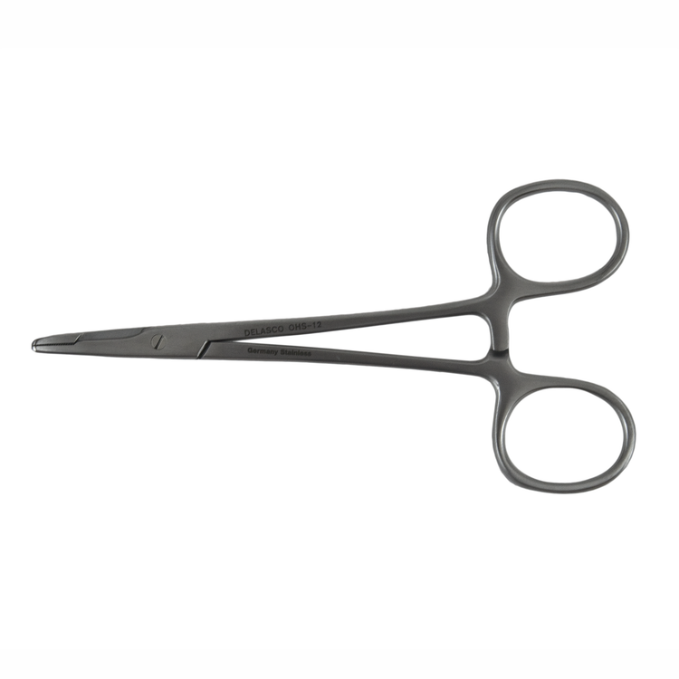Delasco OHS-12 Olsen-Hegar Needle Holder/Scissors 4.75 in Straight 1.5mm Serrated