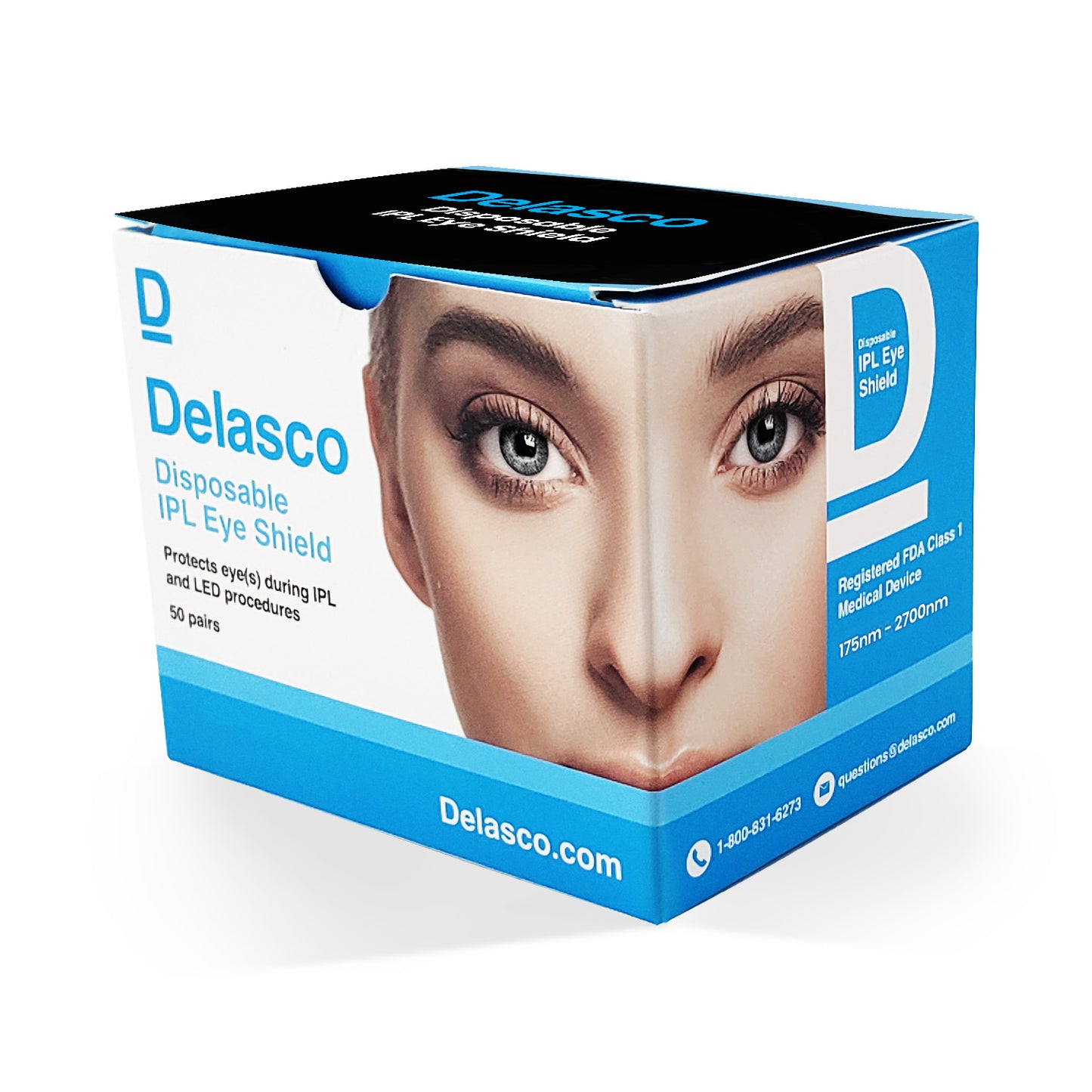 Delasco Black IPL Eye Shields - FDA Class 1 Eye Protection for IPL and LED Procedures 50 Pairs