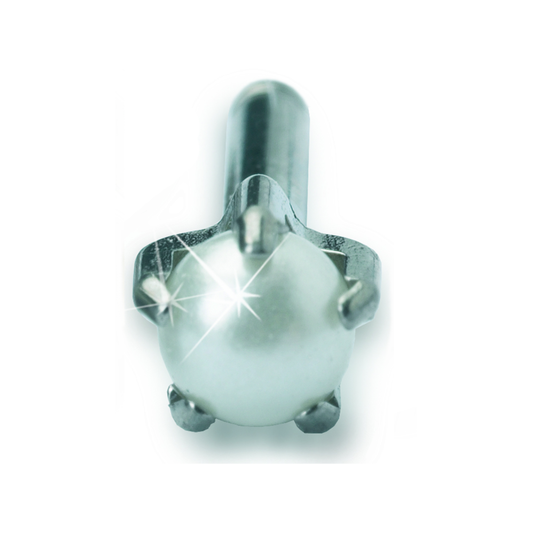 Blomdahl Earring Cassettes for use with Blomdahl Piercing Gun only, Silver Titanium Pearl, Box of 10